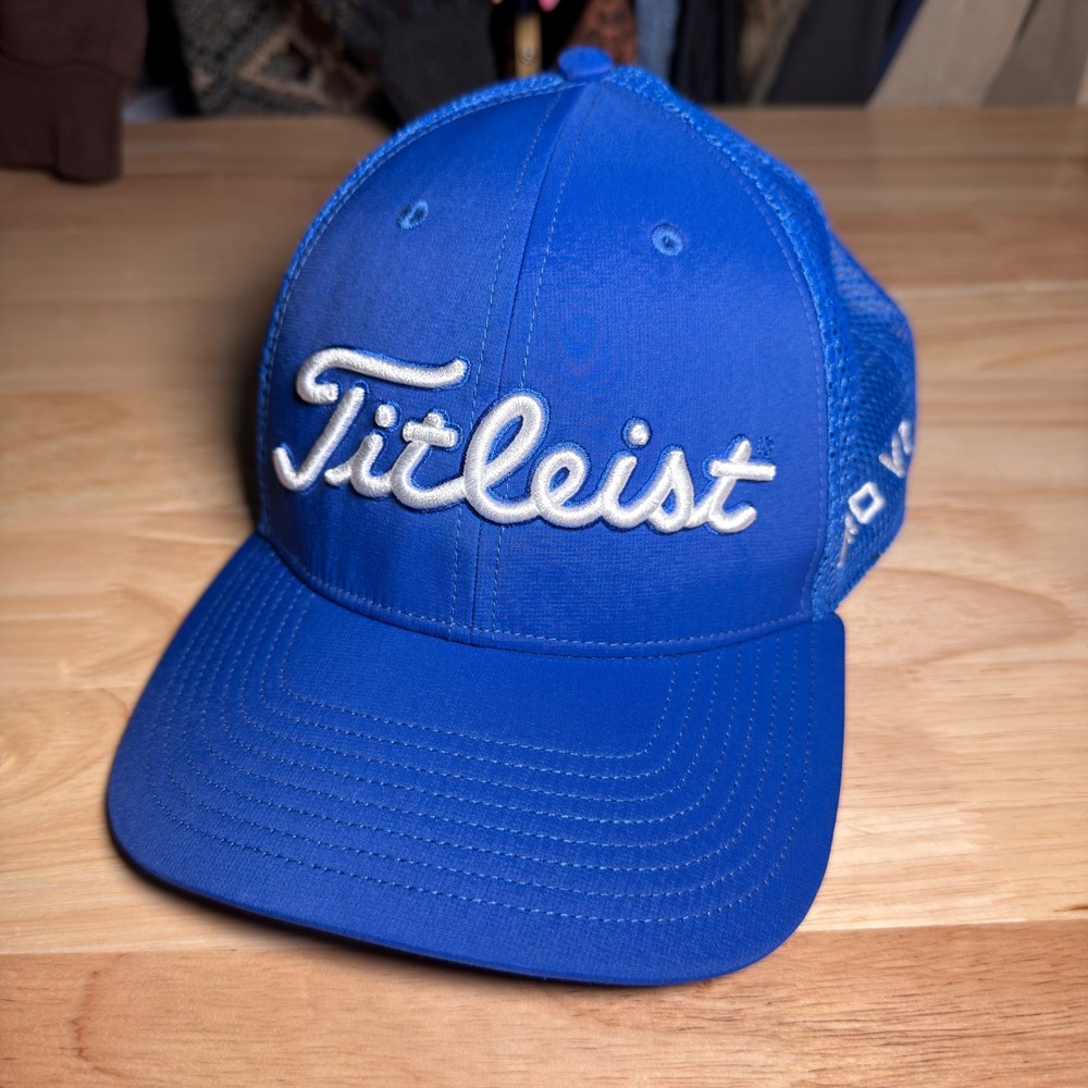 Titleist Golf Hat Mens OSFA Blue Mesh Snapback Pro V1 FootJoy FJ Logo Cap